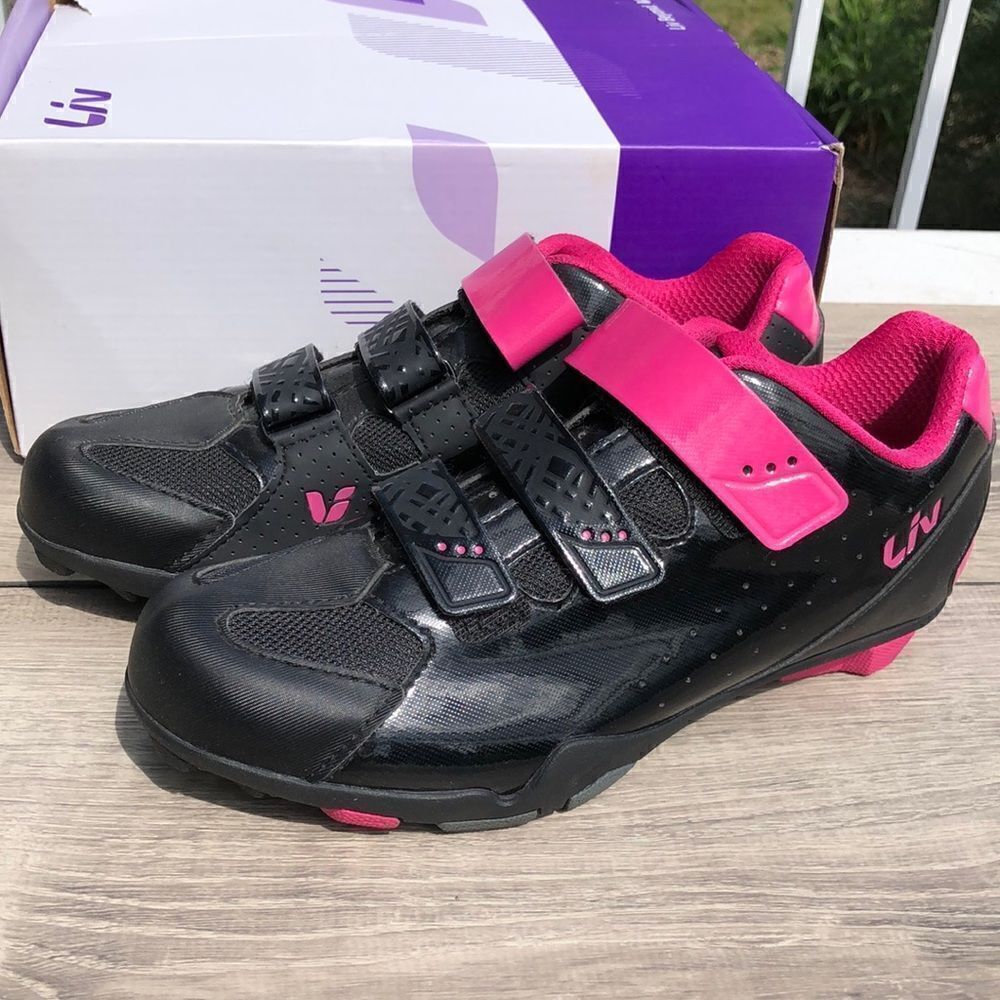 Liv Women's Black and Pink Athletic Cycling Shoes